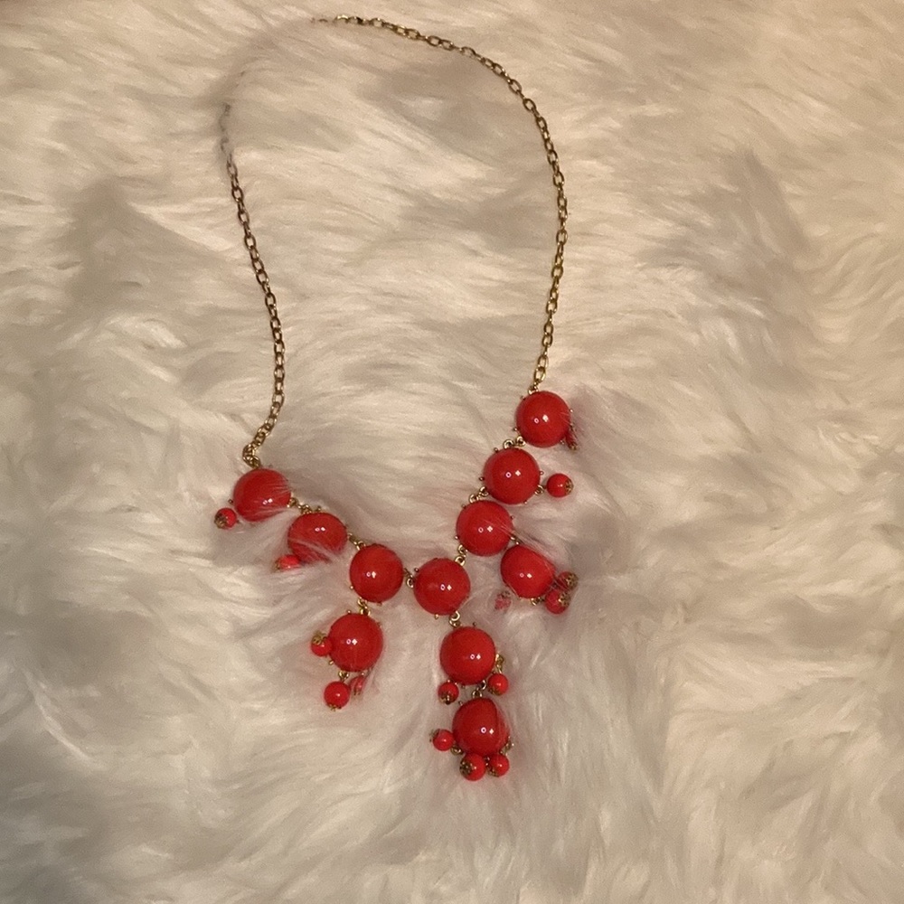 Red J. Crew Style Bubble Necklace
